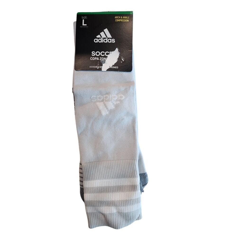 Adidas Soccer Copa Zone Cushion IV OTC Socks Men/Women Size Large - Grey/White